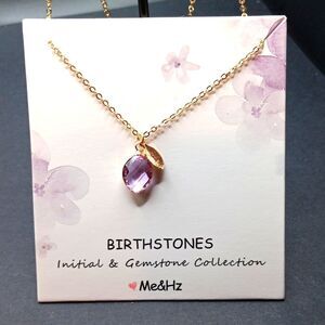 Me&Hz Initial I‎ And Birthstone Necklace. Comes With A Card & Gift Bag